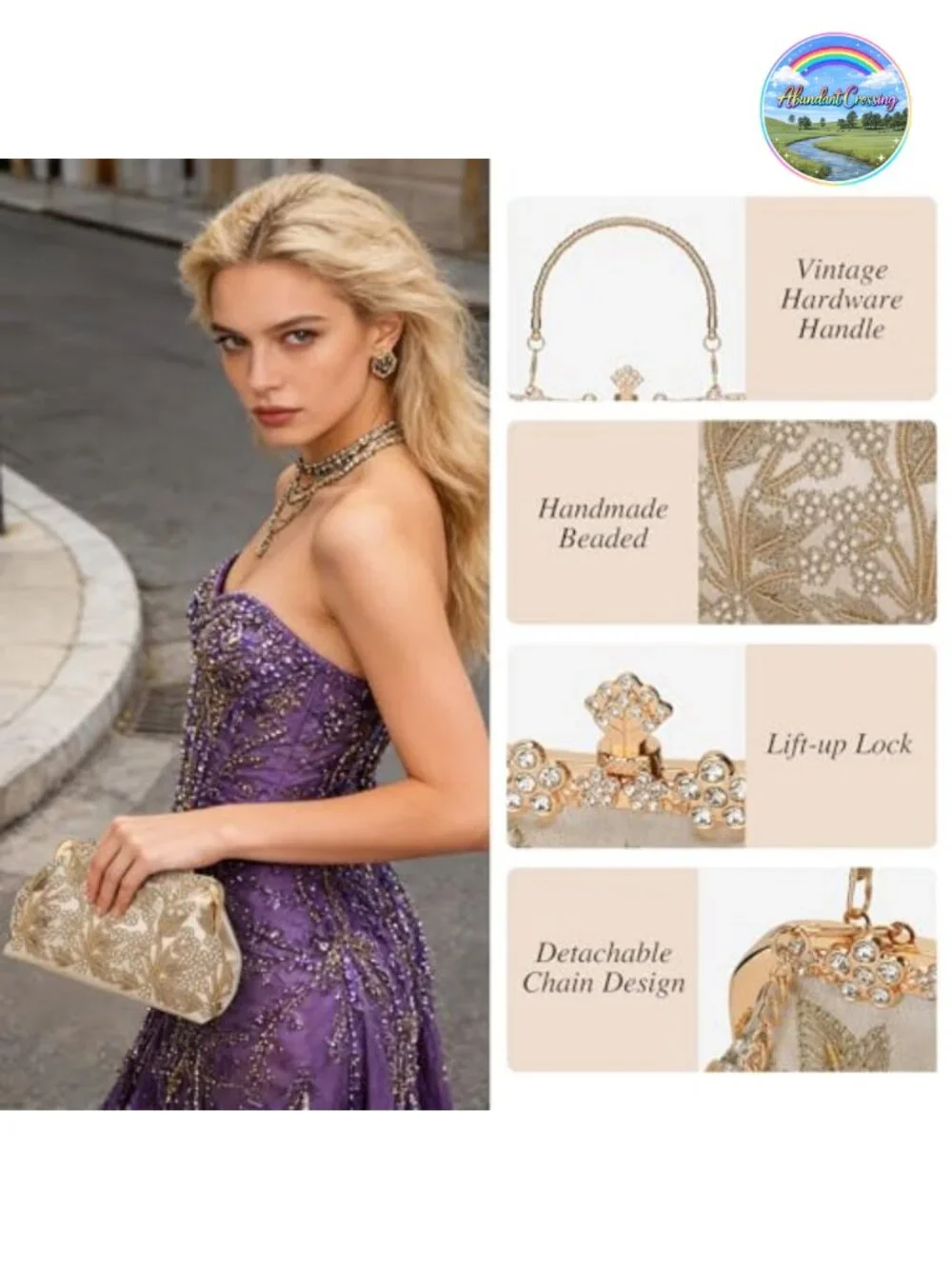 1920s Vintage Beaded Sequin Clutch Purse Formal Bridal Evening Bag